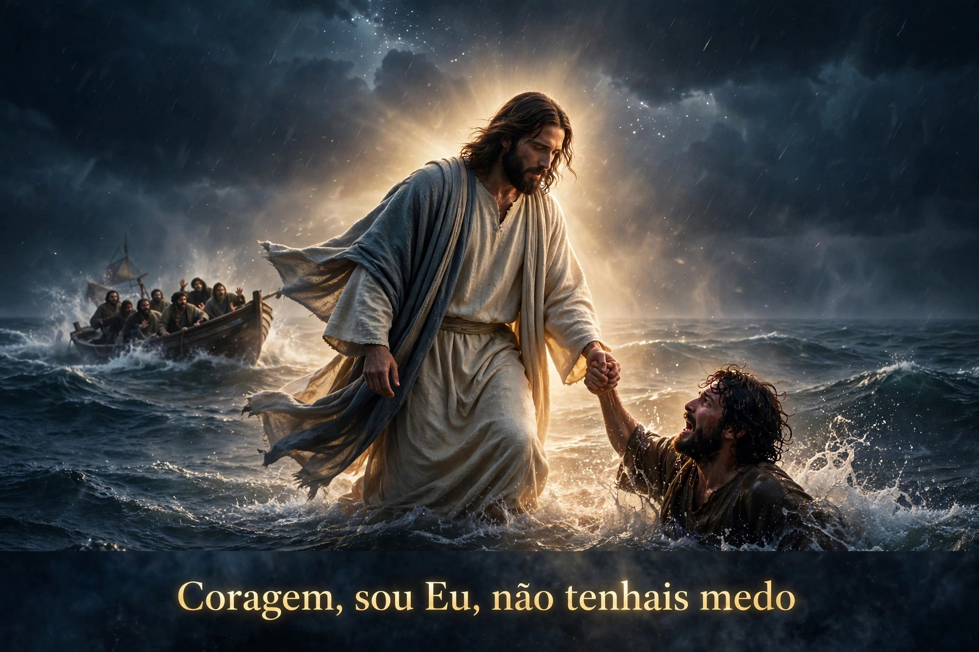 Jesus peter stormy sea